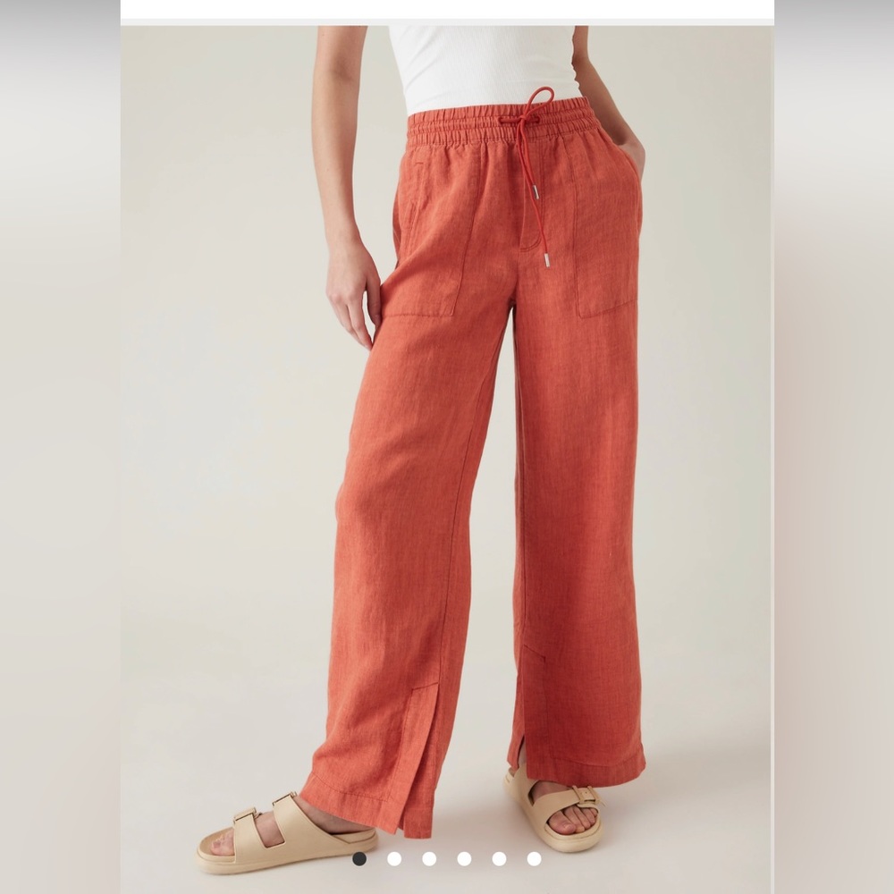 Athleta Cabo Wide Leg Linen Pants size 12P